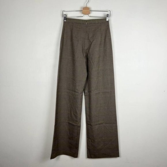 Gai Mattiolo Brown Plaid High Waited Wide Leg Trouser Pants Size IT 42 US 6 - Picture 2 of 8